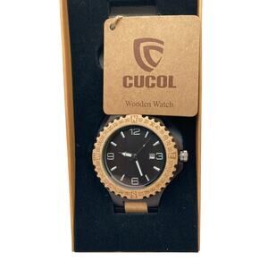 Unique CUCOL Analog Light Weight Wooden Watch w/ Case, Manual and New Battery